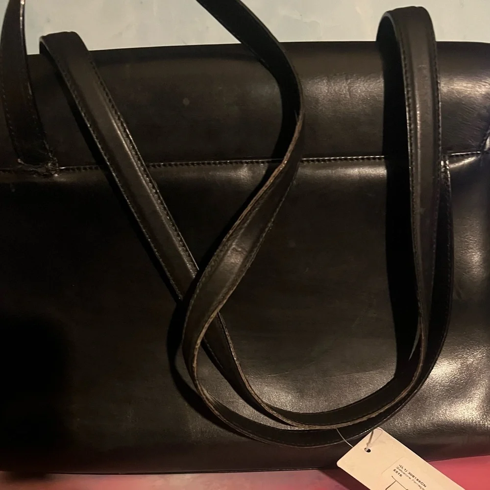 Salvatore Ferragamo Black Leather Top-Handle Bag with Gold Hardware